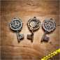 Preview: Steampunk Key Geocoin - 1 Coin wahlweise Edition "Antik Gold" / "Antik Silber" / Antik Kupfer"