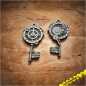 Preview: Steampunk Key Geocoin - 1 Coin wahlweise Edition "Antik Gold" / "Antik Silber" / Antik Kupfer"