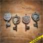Preview: Steampunk Key Geocoin - 4er Komplettset incl. XLE "Shiny Nickel"