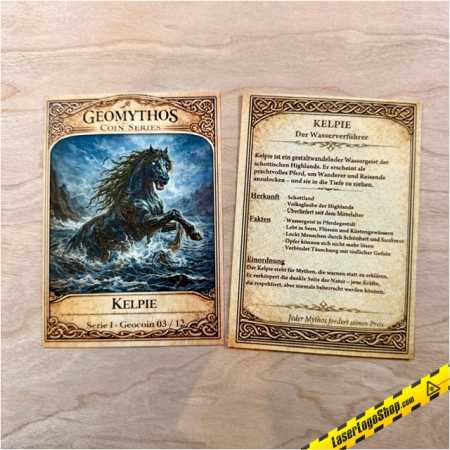 GeoMythos Geocoin - Komplettsammlung mit individuell gravierter Schatulle