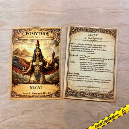 GeoMythos Geocoin - Komplettsammlung mit individuell gravierter Schatulle