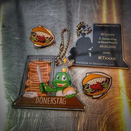 "DönersTag MetalTag" individueller Tag für Dein Dönerstag-Event - 1 Stück - mit gratis Pin