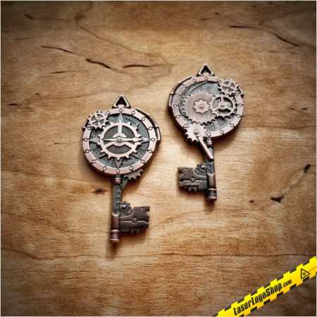 Steampunk Key Geocoin - 1 Coin wahlweise Edition "Antik Gold" / "Antik Silber" / Antik Kupfer"