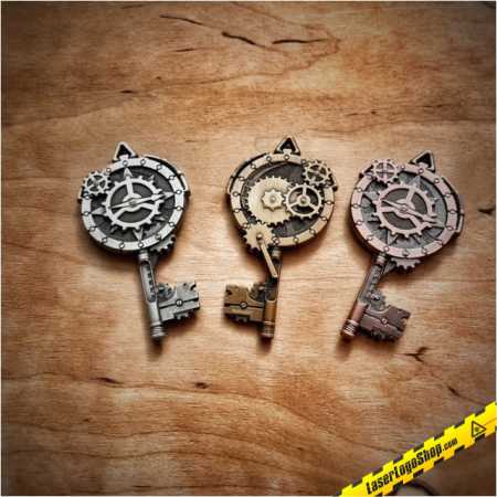 Steampunk Key Geocoin - 1 Coin wahlweise Edition "Antik Gold" / "Antik Silber" / Antik Kupfer"
