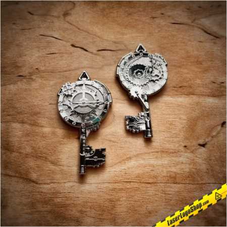 Steampunk Key Geocoin - 4er Komplettset incl. XLE "Shiny Nickel"