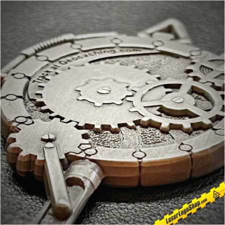 Steampunk Key Geocoin - 1 Coin wahlweise Edition "Antik Gold" / "Antik Silber" / Antik Kupfer"