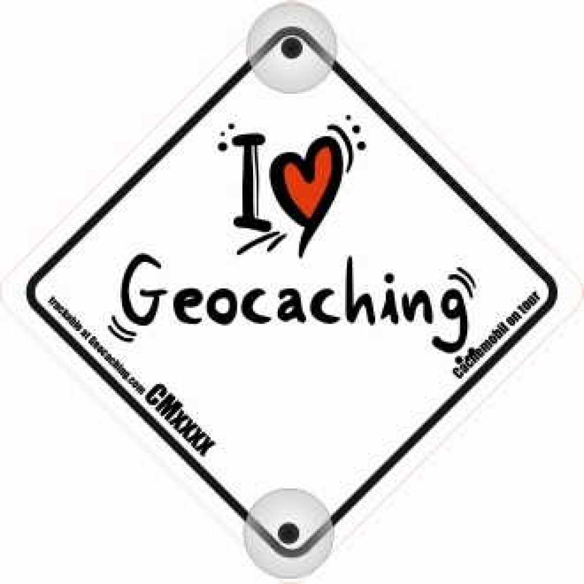 Saugnapfschild - "I love Geocaching" zwei Grössen