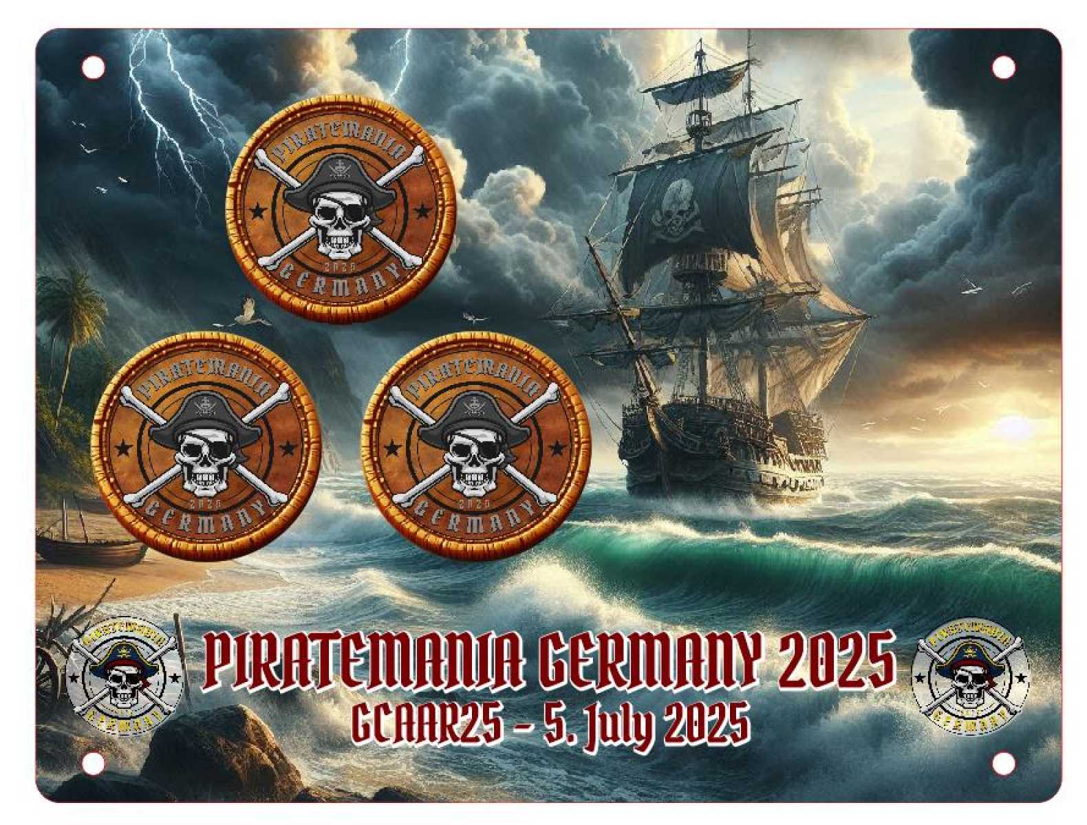 Piratemania Germany 2025 Geocoin Display für alle 3 Coins - Kopie
