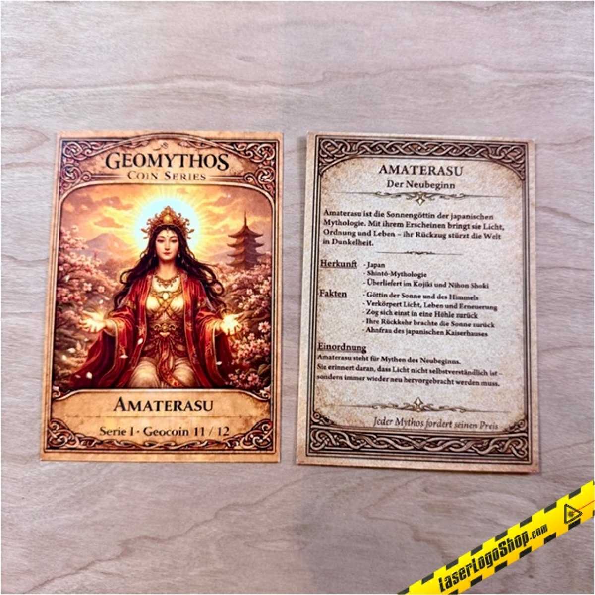 GeoMythos Geocoin - Komplettsammlung mit individuell gravierter Schatulle