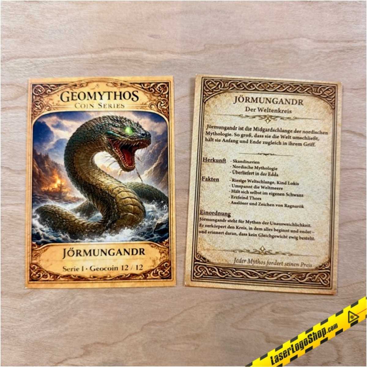 GeoMythos Geocoin - Komplettsammlung mit individuell gravierter Schatulle