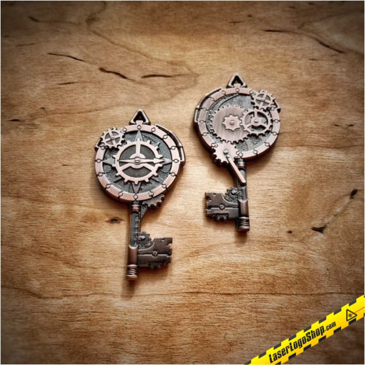 Steampunk Key Geocoin - 1 Coin wahlweise Edition "Antik Gold" / "Antik Silber" / Antik Kupfer"