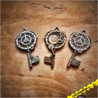 Steampunk Key Geocoin - 1 Coin wahlweise Edition "Antik Gold" / "Antik Silber" / Antik Kupfer"